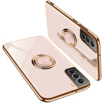 Compatible With Samsung Galaxy S22 Case With Ring Stand Slim Thin Tpu Silicone Shockproof Anti Yellowing Protective Phone Case For Samsung Galaxy S22 5G2022 Support Magnetic Car Mountpink