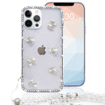 Omorro Compatible With Iphone 13 Pro Max Clear Case For Women Glitter Rhinestone Bow Knot Girly Case With Shiny Crystal Lanyard Side Bling Diamond Shock Case Soft Tpu Clear Slim Protective Case