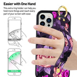 Itelinmon Compatible Iphone 13 Pro Case With Hand Strap In 2021 Purple Floral And Leaves Cute Pattern Design With Screen Protector Tire Skid Outline Bumper Shockproof Iphone 13 Case For Girls Women