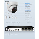 4K PoE Security Camera System H.265 Supported 8MP/4K 16CH NVR with 3TB HDD (8pcs)