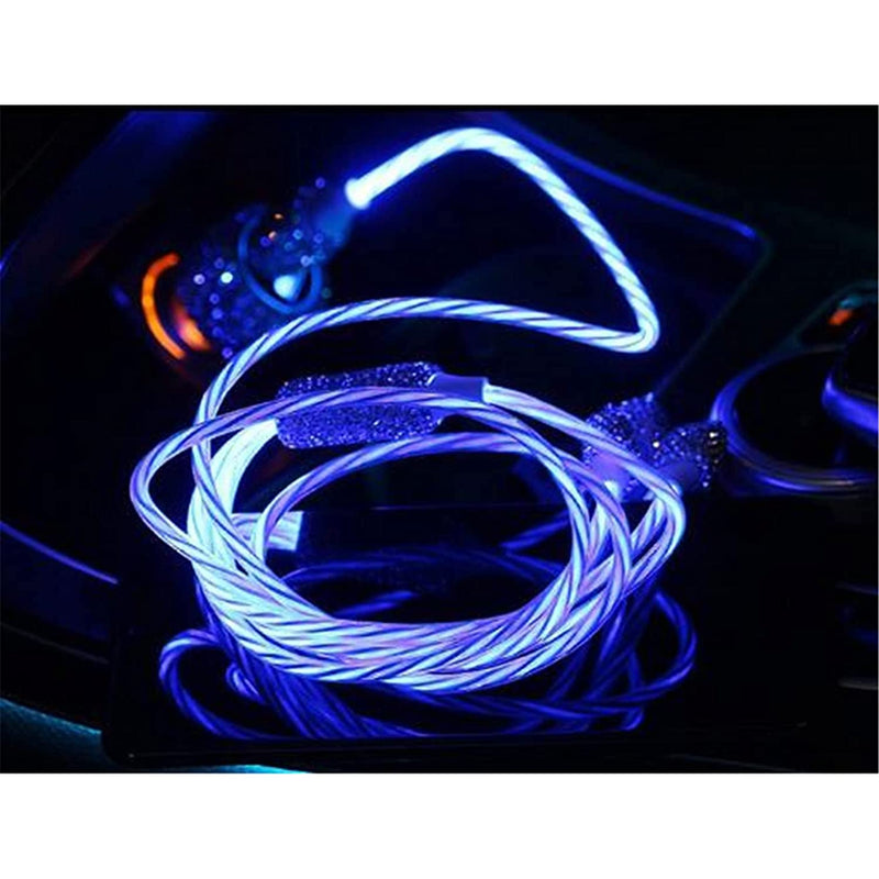 Multi Usb Charger Cord Morechioce 3 In 1 Multifunctional Charging Cable Bling Crystal Universal Adapter Cord Type C Micro Usb Connector Car Accessories For Cell Phones Tablets Blue