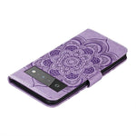 Cotdinfor Compatible With Google Pixel 6 Pro Case Glitter Wallet Case For Women Leather Crystal Embossed Flip Case With Card Holder And Stand Case For Google Pixel 6 Pro Diamond Mandala Purple Ld