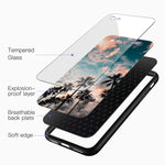 Eouine Huawei P30 Lite P30 Lite New Edition Case Anti Scratch Shockproof Patterned Tempered Glass Back Cover Case With Soft Silicone Bumper For Huawei P30 Lite Coconut Tree