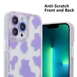Ziye Cow Print Iphone 13 Pro Max Case Purple Cow Print Protective Phone Case With Full Body Soft Tpu Camera Protection Anti Scratch Cover For Iphone 13 Pro Max 6 7 Inch