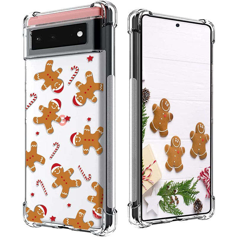 Christmas Case For Google Pixel 6 Yespure Cute Gingerbread Man Printed Design Straight Edge Tpu Anti Fall Shock Absorbing Protective Case For Google Pixel 6 Gingerbread Man