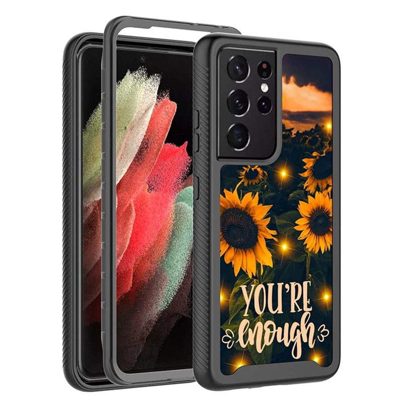 Compatible With Galaxy S21 Ultra Case Cute Sunflower Design 360 Degree Heavy Duty Full Body Protection Cover And Back Bumper Shockproof Case For Galaxy S21 Ultra 5G 6 8 Inchsunflower Night
