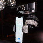 Universal Bling Car Phone Mount Stand Holder 360 Adjustable For Dashboard Windshield Air Vent Compatible With Iphone Android Cell Phone White