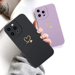 Mzelq Compatible With Iphone 13 Pro Max Case Luxury Gold Heart Pattern Soft Liquid Silicone Shockproof Case For Women Girls Side Cute Plating Slim Heart Design Phone Case For Iphone 13 Pro Maxblack