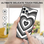Lsl Compatible With Iphone 13 Pro Max Case Square Black Love Heart Cute Pattern Phone Case Luxury Black Heart Print Shockproof Full Body Protective Cover For Iphone 13 Pro Max 6 7 In