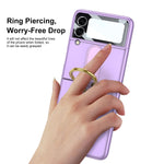 Demcert For Samsung Galaxy Z Flip 3 Case With Ring Hard Pc Back Ultra Thin Hard 9H Glass Camera Lens Protector Shockproof Cover For Samsung Galaxy Z Flip 3 5G Green