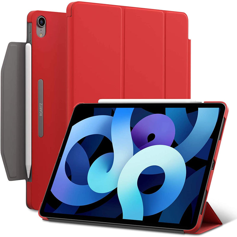 New Ipad Air 4 10 9 Inch Case Red Slim Fit Smart Rubber Coated Folio Case Hard Cover Wake Sleep Pencil Holder For Apple Ipad Air 4Th Generation 2020 Mode