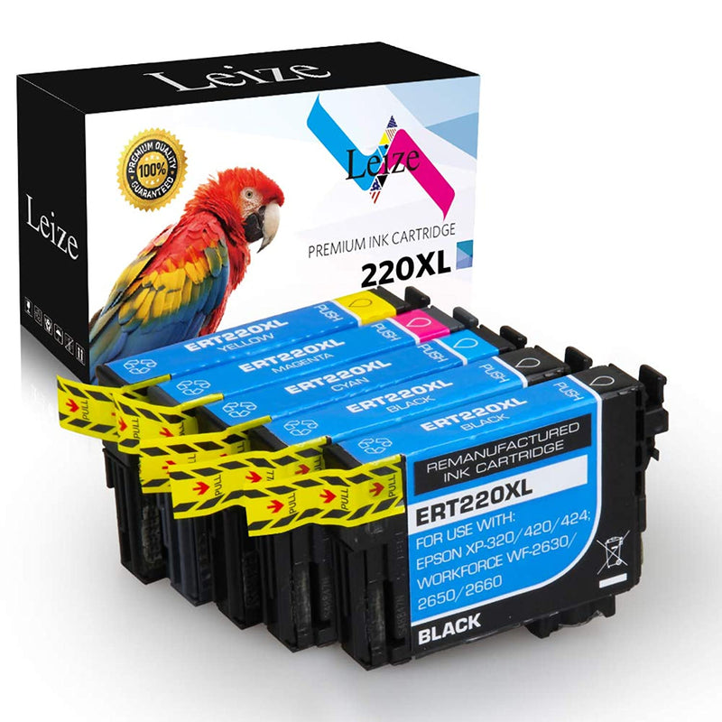 Ink Cartridges Replacement For Epson 220 220Xl T220Xl 5 Pack Use For Workforce Pro Wf 2750 Wf 2760 Wf 2650 Wf 2630 Wf 2660 Xp 420 Xp 320 2 Black 1 Cyan 1 Mag