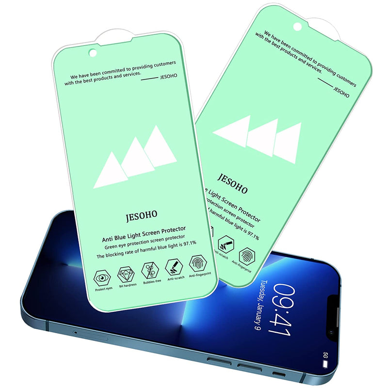 Jesoho Screen Protector For Iphone 13 Pro Max Anti Blue Light Tempered Glass Screen Protector Compatible With 13 Pro Max Scratch Resistant Eye Protection Easy Installation