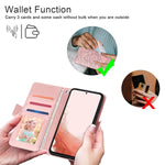 Petocase For Samsung Galaxy S22 Plus Wallet Case Embossed Mandala Floral Leather Folio Flip Wristlet Shockproof Protective Id Credit Card Slots Holder Cover For Samsung Galaxy S22 Plus Rose Gold