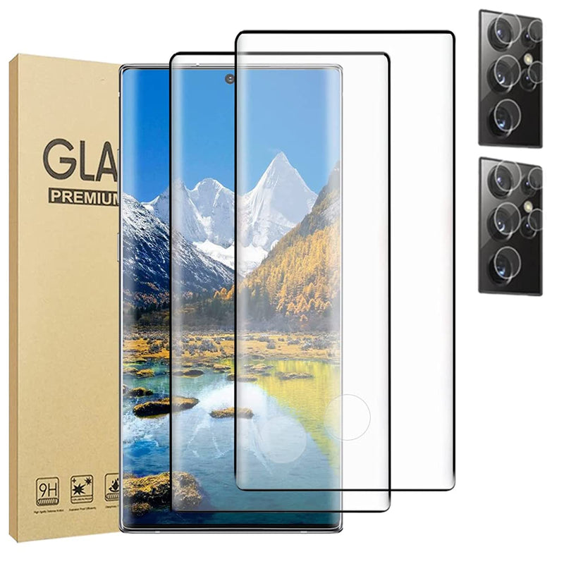 2 2 Pack Galaxy S22 Ultra 5G Screen Protector 2 Pack Camera Lens Protector 9H Hardnessfingerprint Unlock Hd Clear 3D Curved Tempered Glass Film For Samsung Galaxy S22 Ultra 6 8