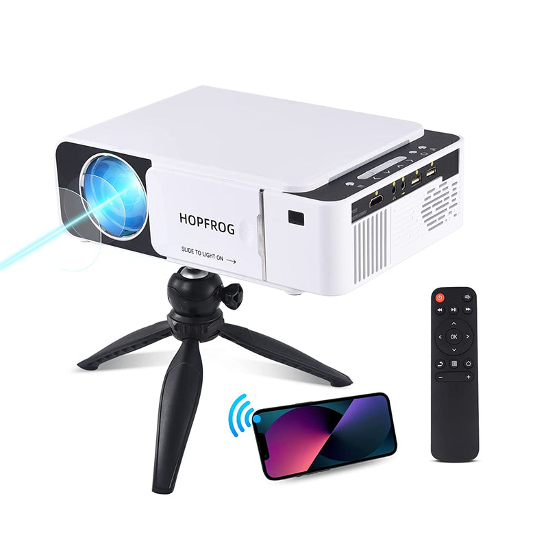 WiFi Mini Portable Projector Home and Outdoor Supports 1080P with Tripod Mount Bundle