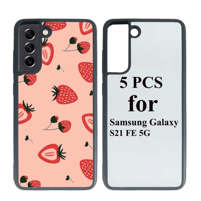 Justry 5Pcs Sublimation Blanks Phone Case Compatible With Samsung Galaxy S21 Fe 5G Case 2 In 1 2D Soft Rubber Tpu Blank Diy Phone Case Cover Heat Press Easy To Sublimate Glitter Finish