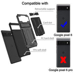 For Pixel 6 Case With Tempered Glass Screen Protector 2 Pack Heavy Duty Dual Layer Rugged Hybrid Sturdy Wallet Case Card Slot2 Cards With Stand Kickstand Cover For Google Pixel 6 Case Black