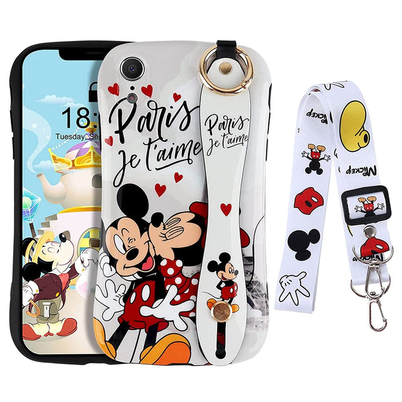 Cosoon Phone Case With Kickstand For Iphone 13 Pro Max Cute Cartoon Tpu Protective Phone Cover With Wrist Strap And Lanyard Compatible With Iphone 13 Pro Max For Iphone 13 Pro Max Mickey Minnie