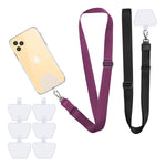 Doormoon Phone Lanyard 6 Durable Patch 2 Adjustable Neck Strap Universal Nylon Phone Straps For Phone Case Compatible With Iphone Samsung Galaxy And All Smartphones Black Purple