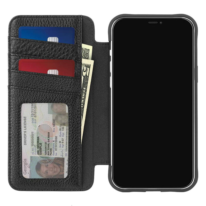 Case Mate Tough Leather Wallet Folio Case For Iphone 12 Pro Max 5G Holds 4 Cards Cash 6 7 Inch Black