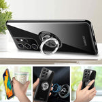 Crystal Clear Samsung Galaxy S21 Ultra Case With Ring Clear Shockproof Flexible Tpu Rubber Phone Case Shock Absorption 360 Rotating Magnetic Finger Impact Resist Durable