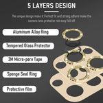 2 Pack Ggooig Lens Protector For Iphone 13 Pro6 1 13 Pro Max6 7 Tempered Glass Treatment Alloy Frame Hd Camera Lens Protector For Iphone 13 Pro 13 Pro Max Gold