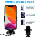 Wireless Car Charger Mount 10W Qi Fast Charging Auto Clamping Car Mount Windshield Dash Air Vent Phone Holder Compatible With Iphone 12 Mini 11 Pro Max Samsung Note 11