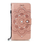 Isadenser Wallet Case Compatible With Iphone 13 Pro Case Card Slots Luxury Pu Leather With Handmade Bling Diamonds Kickstand Feature Compatible With Iphone 13 Pro Crystal Mandala Rose Gold Ld