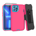 Danhon Iphone 13 Pro Max Case With 2 Screen Protectors And Belt Clip Holster Military Grade Drop Protection Shockproof Heavy Duty Case For Iphone 13 Pro Max 6 7 Inch Pink Blue Clip