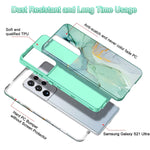 Lamcase For Galaxy S21 Ultra 5G Case Heavy Duty Shockproof Hybrid Hard Pc Soft Tpu Bumper Three Layer Drop Protection Anti Fall Cover For Samsung Galaxy S21 Ultra 6 8 Inch 2021 Green Marble