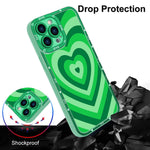 Ziye Heart Iphone 13 Pro Max Case Iphone 13 Pro Max Green Heart Pattern Protective Phone Case With Full Body Soft Tpu Camera Protection Anti Scratch Cover For Iphone 13 Pro Max 6 7 Inch