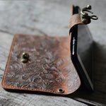 Jjnusa Compatible With Iphone 13 Pro Max Handmade Genuine Distressed Leather Wallet Case Flip Cover With Wristlet Brown
