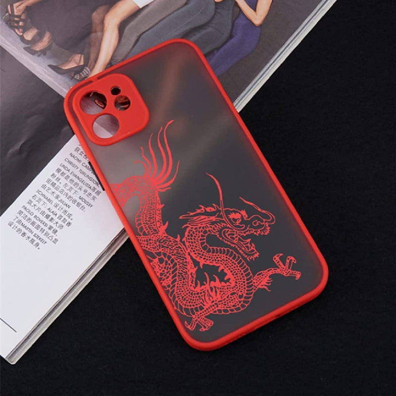Eyzutak Case For Iphone 13 Pro 6 1 Inch Clear Fashion Animal Sculpture Dragon Cartoon Pattern Frosted Pc Back 3D And Soft Tpu Edge Bumper Silicone Shockproof Protective Case Red 1