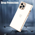 Bonoma Square Case Compatible With Iphone 13 Pro Max Case Love Heart Plating Electroplate Luxury Elegant Case Screen Protector Soft Tpu Shockproof Protective Corner Back Cover White
