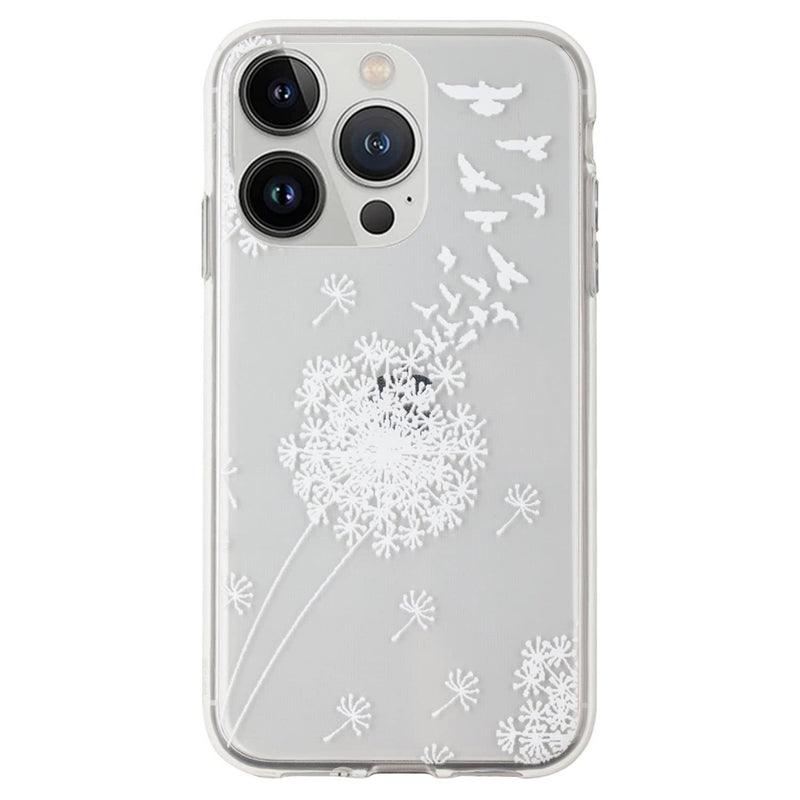 Compatible With Iphone 13 Pro Max Case 3Cworld Clear Flower Soft Flexible Tpu Shockproof Women Girls Phone Cover Floral Pattern Design Bumper Slim Protective 6 7 Inch Dandelion Bird Flying White