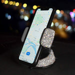 Universal Bling Car Phone Mount Stand Holder 360 Adjustable For Dashboard Windshield Air Vent Compatible With Iphone Android Cell Phone White