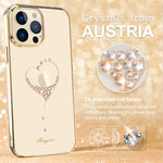Kingxbar Luxury Heart Series Case Clear Protective Cover Compatible With Apple Iphone 13 Pro Max 6 7 Inch With Bling Crystals From Austria Soft Shockproof Gold Plated Skin Covers For Women