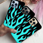 Glisten Iphone 13 Pro Max Case Flames Teal Design Printed Slim Fit Sleek Cute Plastic Hard Snap On Protective Designer Back Phone Case Cover For Iphone 13 Pro Max 6 7 Inch