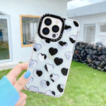 Ceokok Case Compatible For Iphone 13 Pro Cow Print Case Clear Transparent With Black White Animal Fur Drawing Love Heart Cows Pattern Design Soft Tpu Shockproof Women Girls Phone Cover Shell