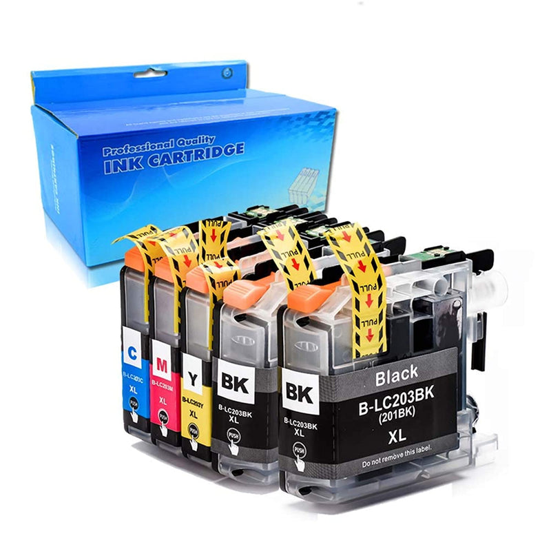 5 Pk Compatible Ink Cartridges For Brother Lc203 Lc 203 For Multifunction Printers Mfc J4320Dw Mfc J4420Dw Mfc J4620Dw Mfc J5620Dw Mfc J5720Dw2 Black 1 Ye