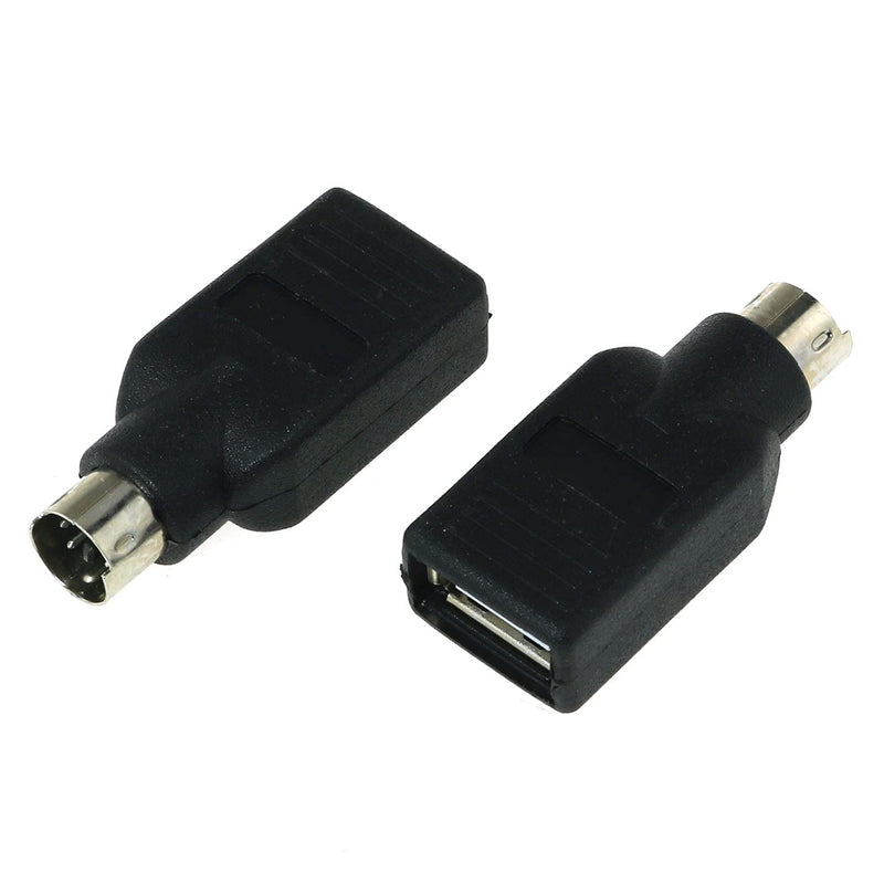 New Usb To Ps2 Adapter 2Pcs Black Usb Female To Ps 2 Male Converter Adapte