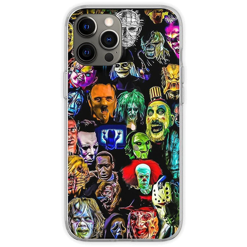 Horror Movie Collection Art Phone Case Compatible With Iphone 13 Pro Max Case Shockproof Soft Tpu Silicone Print Transparent Protective Cover