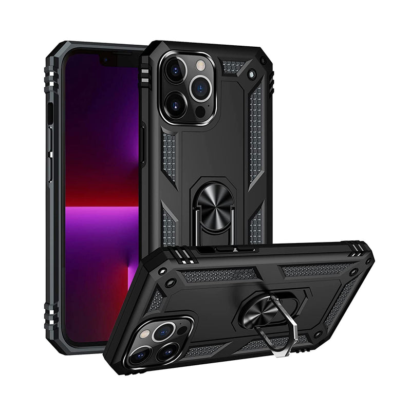 Xeber For Iphone 13 Pro Case With Ring Holder Stand Kickstand Military Grade Armor Anti Drop Protective Cover Support Magnetic Car Mount Heavy Duty Shockproof Case For Iphone 13 Pro Black