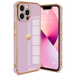 L Fadnut Compatible With Iphone 13 Pro Case For Women Girls Cute Bling Heart Design Plating Bumper Shockproof Slim Fit Soft Tpu Silicone Protective Cover For Iphone 13 Pro Phone Case Purple