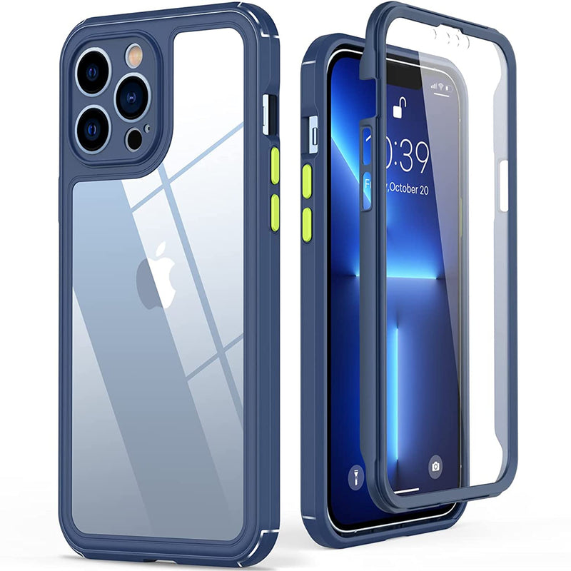 Keystar Iphone 13 Pro Max Case With Built In Screen Protector Rugged Shockproof Clear Bumper Cover Provide 360 Degree Full Body Protection Protective Phone Case For Apple Iphone 13 Pro Max Blue