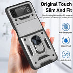 Case For Galaxy Z Flip 3 5G Armor Heavy Duty Hard Back Cover With Magnetic Phone Grip Ring Anti Scratch Shockproof Support Wireless Charging Compatible For Samsung Galaxy Z Flip 3 5G 2021 Black
