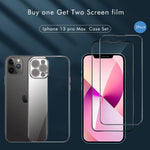 Lymoc Compatible With Iphone 13 Pro Max Clear Plating Bumper Phone Case Combine Two Screen Film Protector Full Cover For Iphone 13 Pro Max Case Clear 6 7 Inch Gold