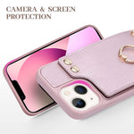 Lameeku Wallet Case Compatible With Iphone 13 Case With Card Holder Rfid Blocking Leather Cover 360 Rotation Ring Kickstand Protective Bumper Designed For Apple Iphone 13 6 1 2021 Rose Gold