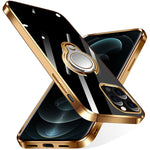 Compatible With Iphone 13 Pro Max Case 6 7 Clear Silicone Protective Phone Case With Ring Holder Kickstand Shockproof Slim Flexible Tpu Rubber Bumper Cover Gold